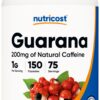 Nutricost guaraná cápsulas vegetarianas energizante natural