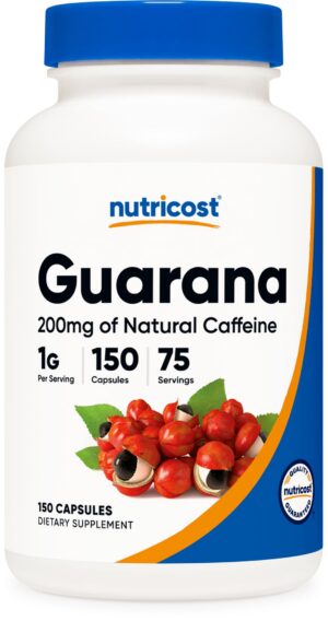 Nutricost guaraná cápsulas vegetarianas energizante natural