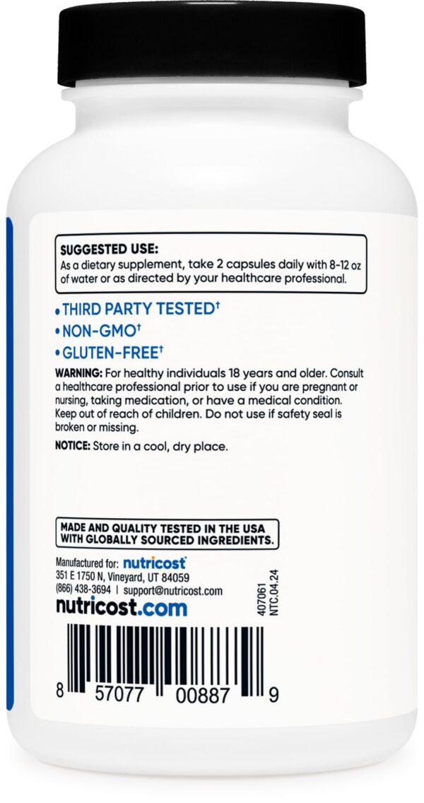 Frasco Nutricost HMB con etiqueta