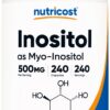 Frasco Nutricost Inositol 500 mg 240 cápsulas