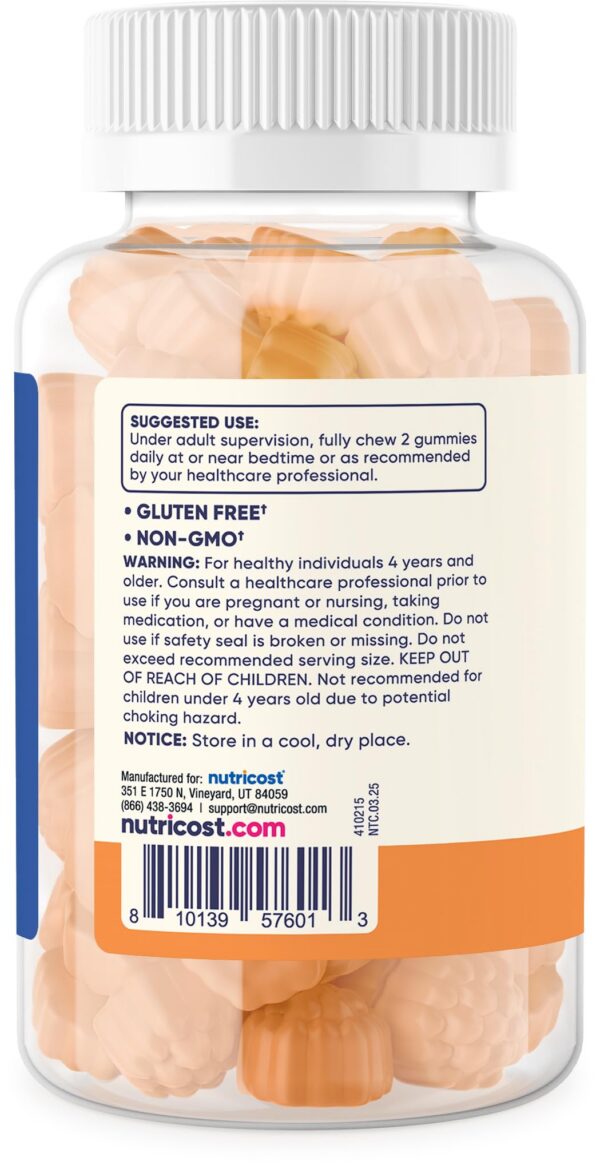 Version 1.0.0 Frasco y etiqueta de Nutricost gomitas