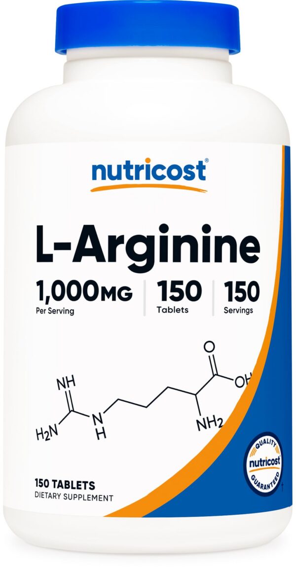 Frente del envase Nutricost L-Arginina 1000 mg