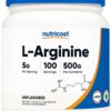 Frontal del envase de Nutricost L-arginina
