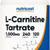 Frasco de Nutricost L-Carnitina Tartárica 240 cápsulas