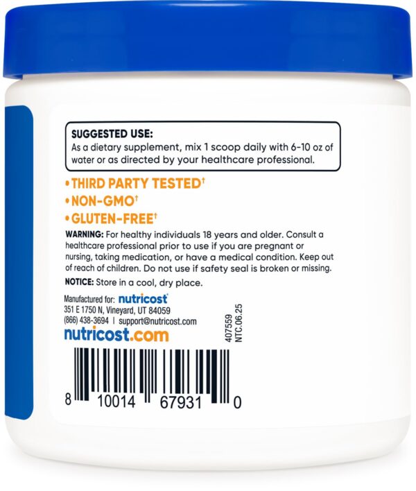 Version 1.0.0 Frasco de polvo L-Carnitina Tartrato Nutricost