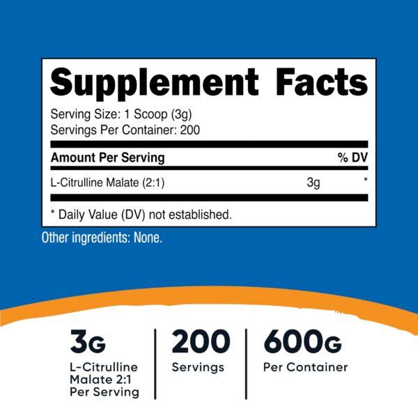 Etiqueta Nutricost L-Citrulline Malate