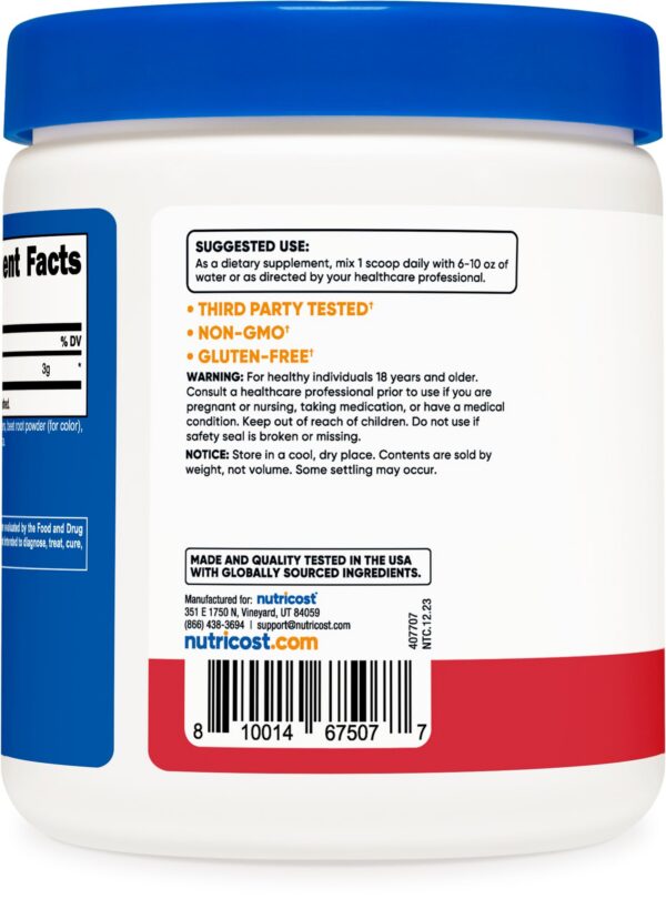 Detalle de etiqueta Nutricost L-Citrulline Malate