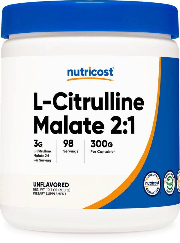 Frente de envase Nutricost L-Citrulline Malate 2:1 en polvo 300 g