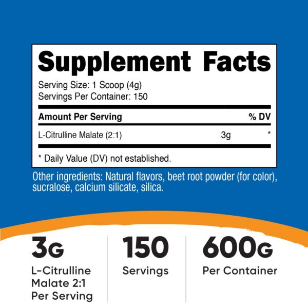 Etiqueta frontal de Nutricost L-Citrulline Malate