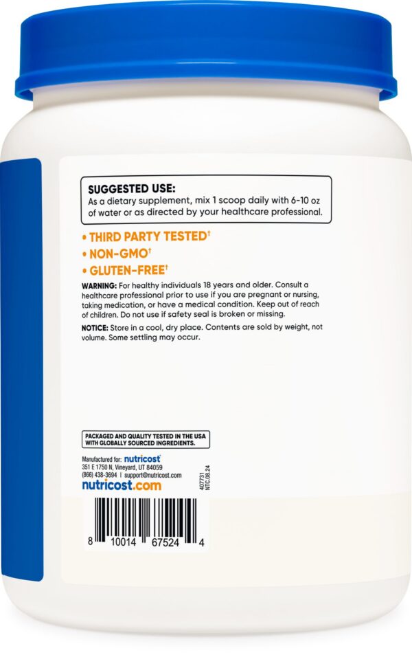 Utensilios y ingredientes de L-Glutamina Nutricost