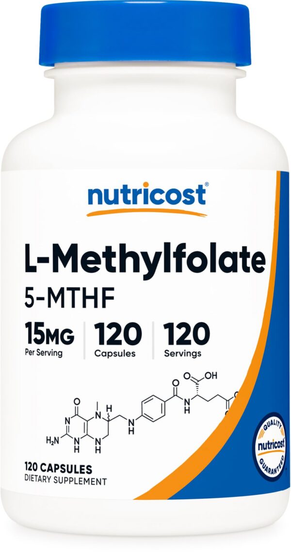 Version 1.0.0 Frontal de Nutricost L-Metilfolato 15 mg 120 cápsulas