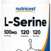 Frasco Nutricost L-Serina 500 mg etiqueta roja