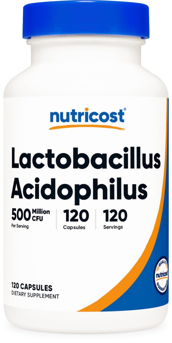 Nutricost Lactobacillus Acidophilus probiótico 120 cápsulas 500 millones UFC