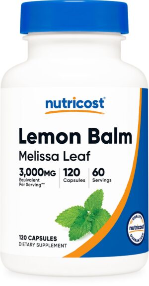 Version 1.0.0 Botella de cápsulas Nutricost Lemon Balm extracto natural