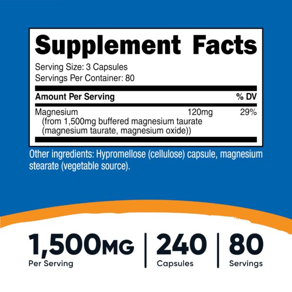 Etiqueta frontal Nutricost Magnesio Taurato