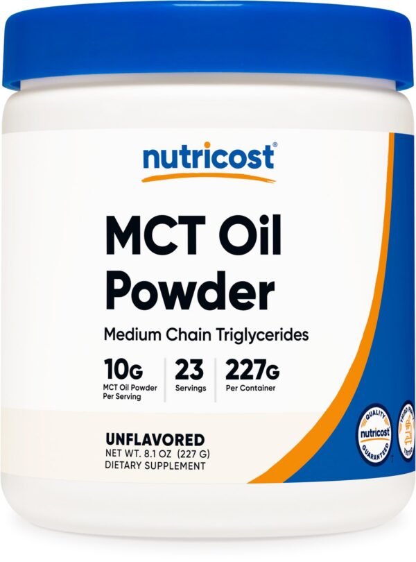 Frente del envase Nutricost MCT Oil Powder 0.5 libra