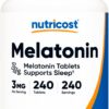 Nutricost melatonina 3mg 240 tabletas envase frontal