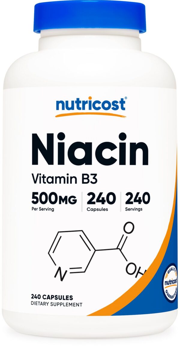 Nutricost niacina cápsulas 500mg vitamina b3 sin gluten