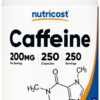 Nutricost pastillas cafeína 200mg por dosis