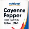 Nutricost pimienta cayena 530mg suplemento 240 cápsulas sin gluten