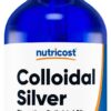Version 1.0.0 Botella de plata coloidal Nutricost de 4 oz con etiqueta visible