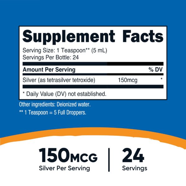 Version 1.0.0 Vista lateral de botella Nutricost 4 oz de plata coloidal