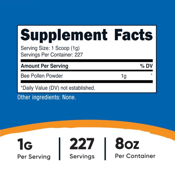 Frasco Nutricost Polen Abeja etiqueta lateral