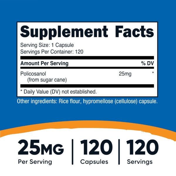 Version 1.0.0 Etiqueta en frasco de Nutricost Policosanol