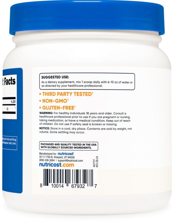 Polvo Nutricost envase frontal con información del producto