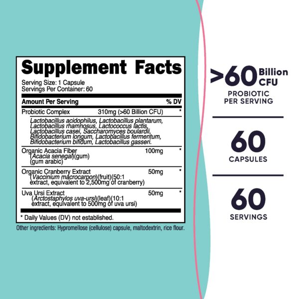 Cápsulas probióticas Nutricost con fibra de acacia y extracto de arándano