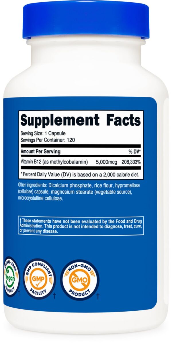 Nutricost suplemento vitamina B12 alta potencia 120 cápsulas