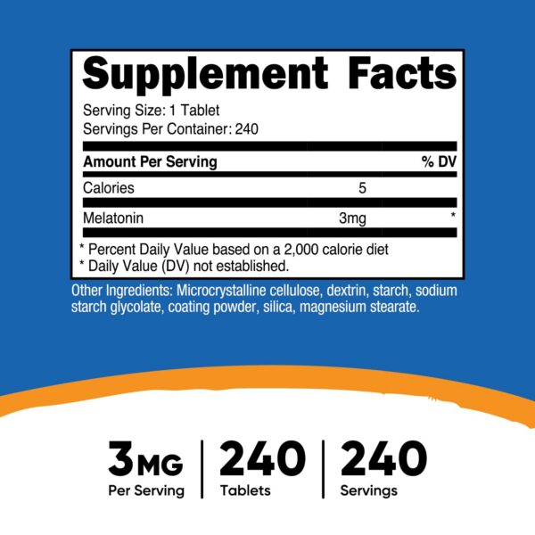 Tabletas de melatonina Nutricost 3mg en envase