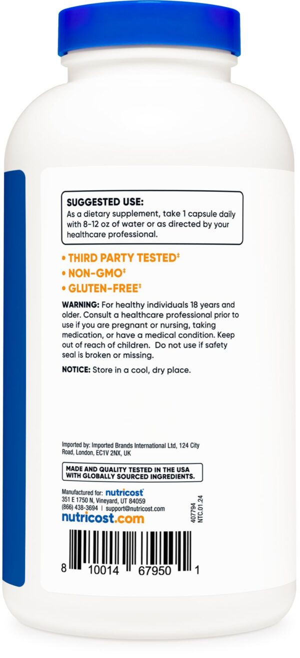 Nutricost Taurina 1000mg etiqueta