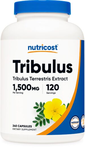 Frasco Nutricost Tribulus Terrestris 1500mg 240 cápsulas
