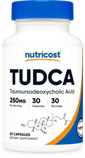 Nutricost Tudca 250 mg etiqueta y cápsulas
