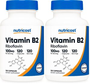 Frasco Nutricost Vitamin B2 Riboflavina 100 mg