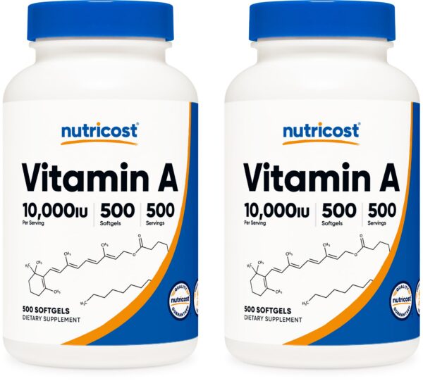Nutricost vitamina a 10000 iu pack 2 botellas 500 softgels
