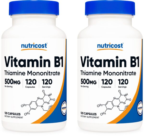 Nutricost vitamina b1 500 mg 120 cápsulas botella