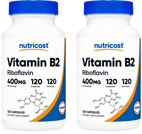 Frasco Nutricost Vitamina B2 400 mg Capsulas