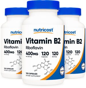 Frasco Nutricost Vitamina B2 400 mg Capsulas