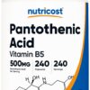 Nutricost vitamina B5 ácido pantoténico 240 cápsulas botella