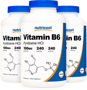 Nutricost vitamina b6 100mg paquete con 3 botellas