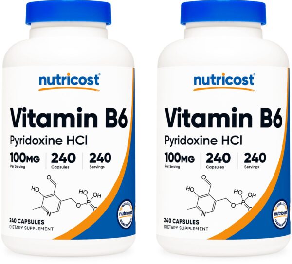 Version 1.0.0 Nutricost vitamina b6 cápsulas 100mg envase frontal doble botella