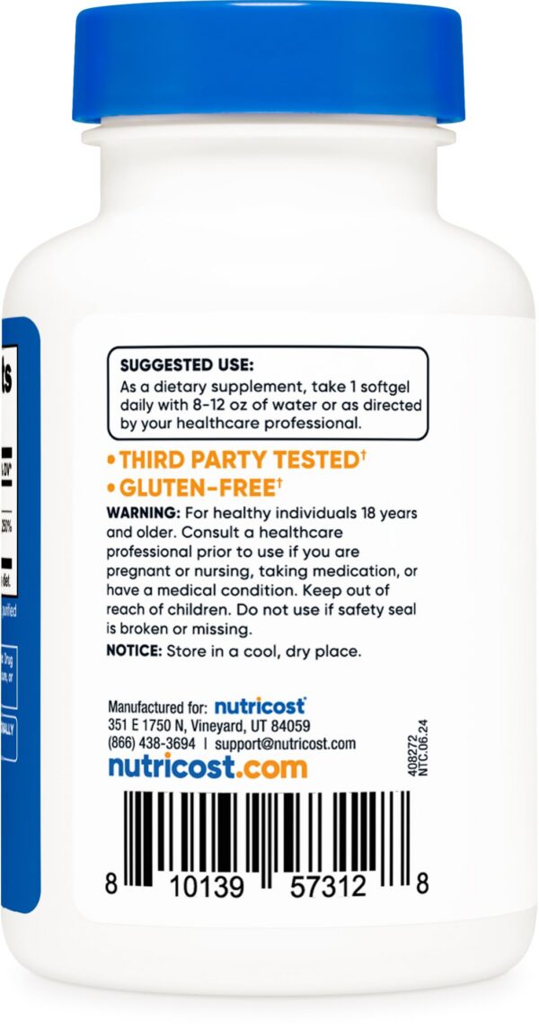 Nutricost Vitamina D3 fabricada en instalación GMP registrada FDA