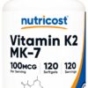 Version 1.0.0 Nutricost Vitamina K2 MK-7 - Frasco de 120 cápsulas blandas
