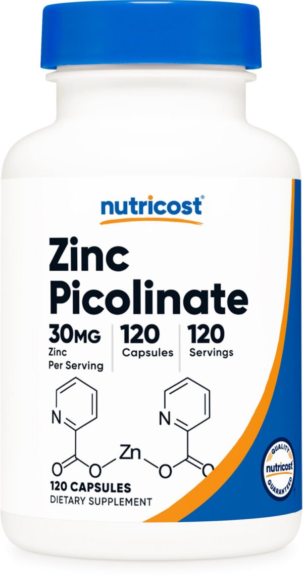 Version 1.0.0 Nutricost zinc picolinato frasco con etiqueta