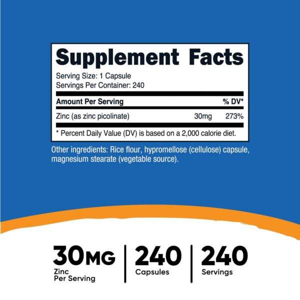 Etiqueta de Zinc Picolinato Nutricost