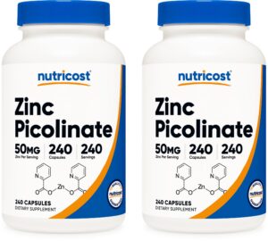 Nutricost zinc picolinato 50 mg frasco frontal