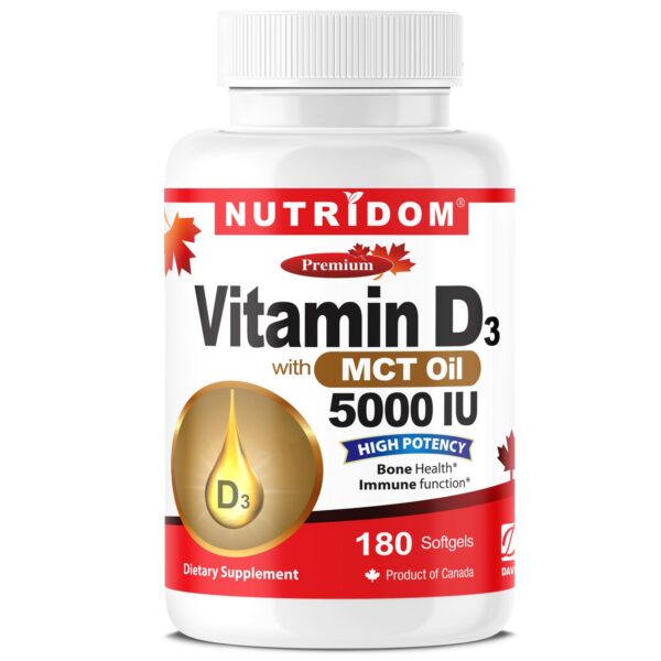 Frasco de Nutridom Vitamin D3 5000 UI con K2