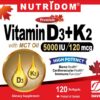 Etiqueta del producto Nutridom Vitamin D3 5000 UI con K2